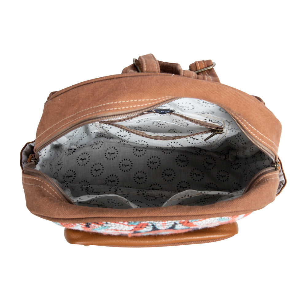 Southwestern Backpack Women's Backpack Purse Brown Leather Authentic Cowhide Detail