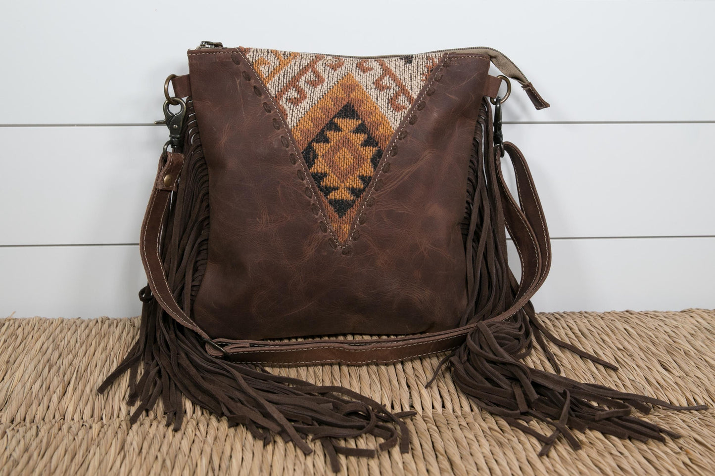 Western Hera Leather Fringe Saddle Bag