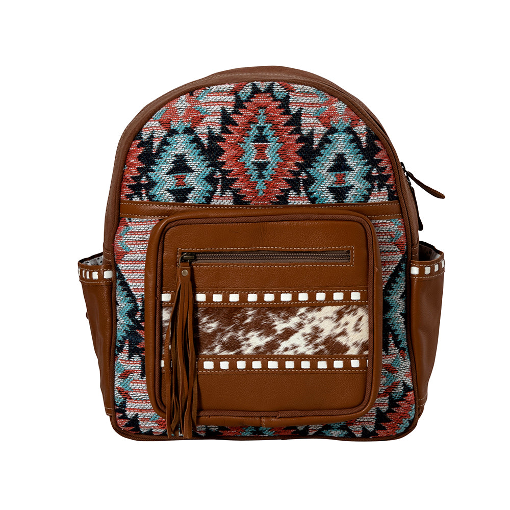 Southwestern Backpack Women's Backpack Purse Brown Leather Authentic Cowhide Detail