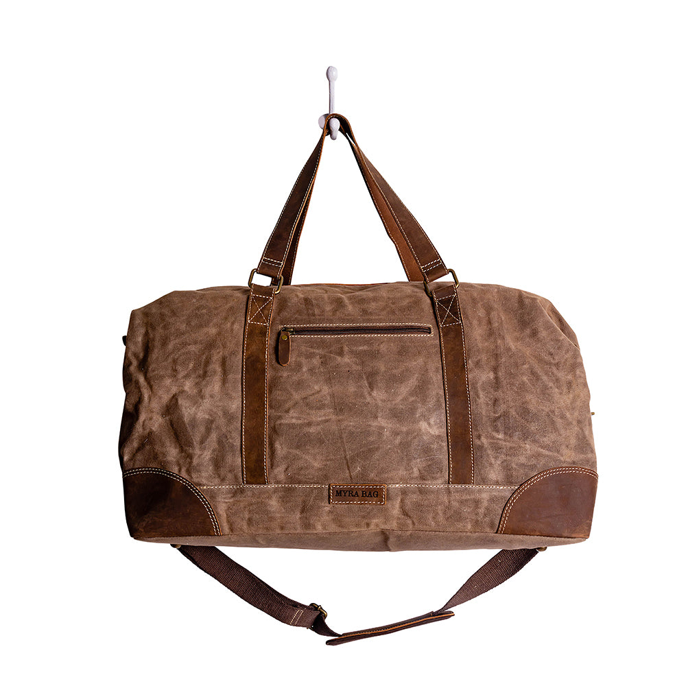 Duffle Weekender Bag: Durable Brown Canvas Leather Shoulder Straps and Crossbody Strap Rustic LUXE Travel Style