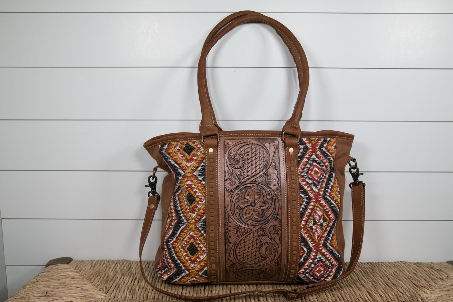 Scarlett Hand-tooled Leather Tote Bag