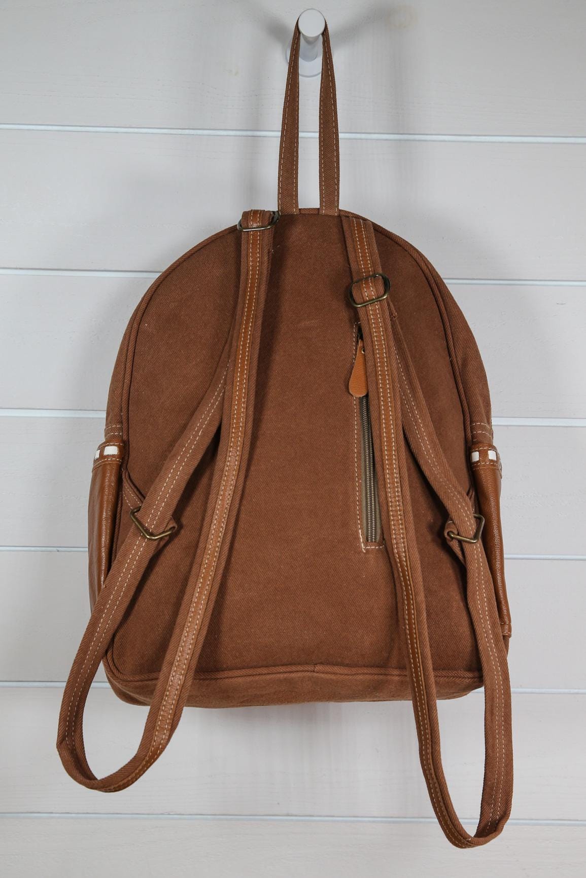 Southwestern Backpack Women's Backpack Purse Brown Leather Authentic Cowhide Detail