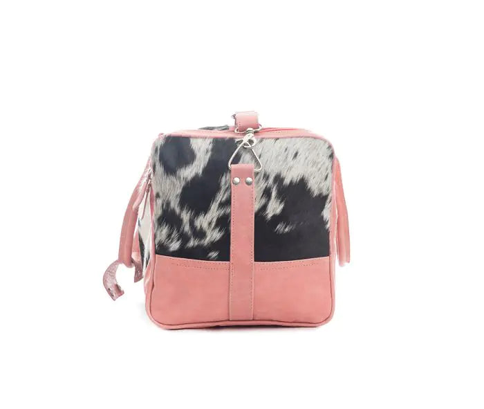 Western Weekender Duffle Bag Hand-Tooled Pink Leather